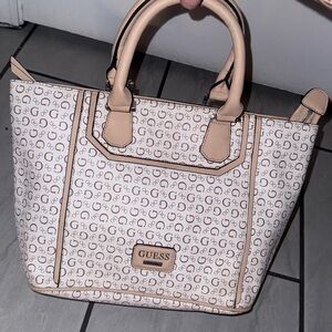 GUESS Cream Monogram Tote
